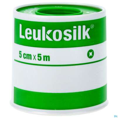 Sie sehen eine Packung Wundpflaster Leukosilk Rollenpflaster 5mx 5cm 01024 1st, Produktbild: 01 Wundpflaster Leukosilk Rollenpflaster 5mx 5cm 01024 1st, A-Nr.: 5020585 - 01