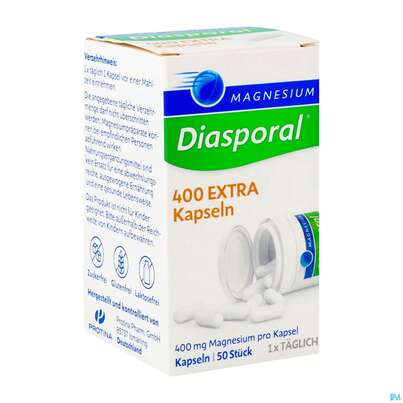 Sie sehen eine Packung Magnesium-Diasporal® 400 EXTRA Kapseln, 50 Stück, Produktbild: 02 Magnesium-Diasporal® 400 EXTRA Kapseln, 50 Stück, A-Nr.: 4282194 - 02