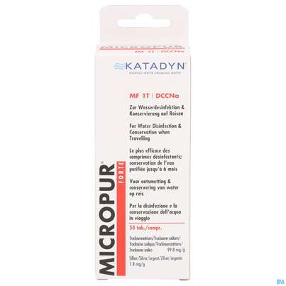 Sie sehen eine Packung Micropur Mf1t Tabl Forte 2x25 50st, Produktbild: 01 Micropur Mf1t Tabl Forte 2x25 50st, A-Nr.: 4134654 - 01