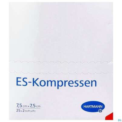 Sie sehen eine Packung Mullkompressen-es Hartmann/steril 12fach 17faedig 7,5x 7,5cm 25x2 50st, Produktbild: 01 Mullkompressen-es Hartmann/steril 12fach 17faedig 7,5x 7,5cm 25x2 50st, A-Nr.: 2790940 - 01