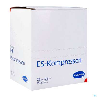 Sie sehen eine Packung Mullkompressen-es Hartmann/steril 12fach 17faedig 7,5x 7,5cm 25x2 50st, Produktbild: 02 Mullkompressen-es Hartmann/steril 12fach 17faedig 7,5x 7,5cm 25x2 50st, A-Nr.: 2790940 - 02