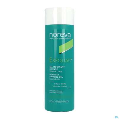 Sie sehen eine Packung Noreva Exfoliac Reinigungsgel 200ml, Produktbild: 03 Noreva Exfoliac Reinigungsgel 200ml, A-Nr.: 4259290 - 03