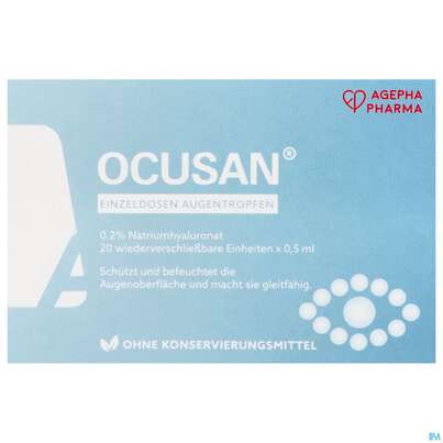 Sie sehen eine Packung Augentropfen Ocusan 0,5ml 20st, Produktbild: 01 Augentropfen Ocusan 0,5ml 20st, A-Nr.: 3662807 - 01