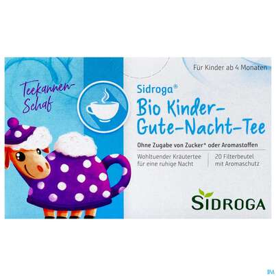 Sie sehen eine Packung Sidroga Bio Kinder-Gute-Nacht-Tee, 20 Stück, Produktbild: 01 Sidroga Bio Kinder-Gute-Nacht-Tee, 20 Stück, A-Nr.: 3565978 - 01