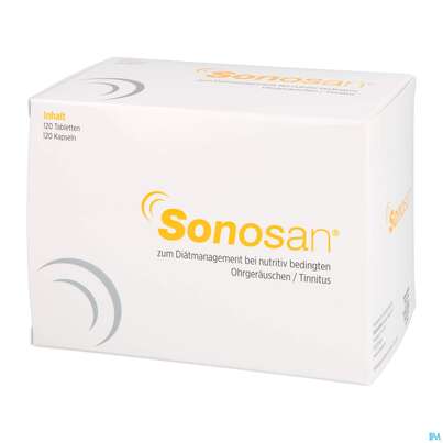Sie sehen eine Packung Sonosan Tabl 120 +kapseln 120 1pk, Produktbild: 03 Sonosan Tabl 120 +kapseln 120 1pk, A-Nr.: 3825600 - 03