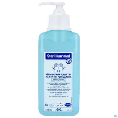 Sie sehen eine Packung STERILLIUM MED +PU, 500 Milliliter, Produktbild: 01 STERILLIUM MED +PU, 500 Milliliter, A-Nr.: 4094423 - 01
