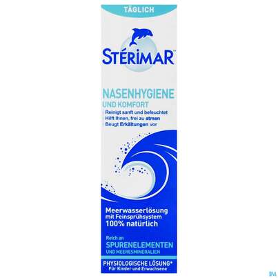 Sie sehen eine Packung STERIMAR MEERW NA-SPRAY, 100 Milliliter, Produktbild: 01 STERIMAR MEERW NA-SPRAY, 100 Milliliter, A-Nr.: 2281457 - 01