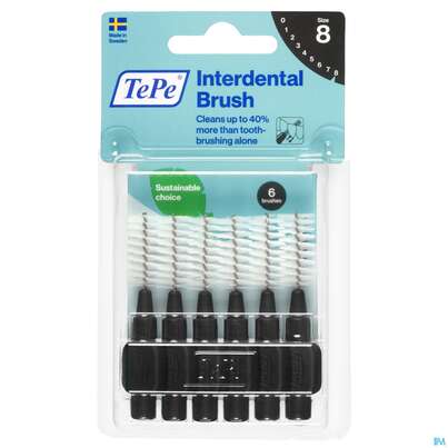 Sie sehen eine Packung Tepe Interdentalbuersten 1,5mm Schwarz 6st, Produktbild: 01 Tepe Interdentalbuersten 1,5mm Schwarz 6st, A-Nr.: 3698478 - 01