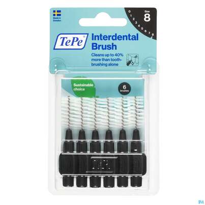 Sie sehen eine Packung Tepe Interdentalbuersten 1,5mm Schwarz 6st, Produktbild: 02 Tepe Interdentalbuersten 1,5mm Schwarz 6st, A-Nr.: 3698478 - 02