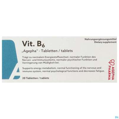 Sie sehen eine Packung Vitamin B6 Tabl Dl 20st, Produktbild: 01 Vitamin B6 Tabl Dl 20st, A-Nr.: 4338167 - 01