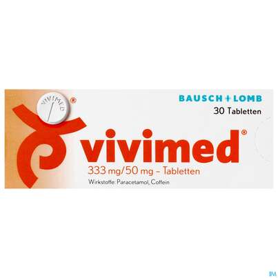 Sie sehen eine Packung VIVIMED TBL 333/50MG, 30 Stück, Produktbild: 01 VIVIMED TBL 333/50MG, 30 Stück, A-Nr.: 3902476 - 01