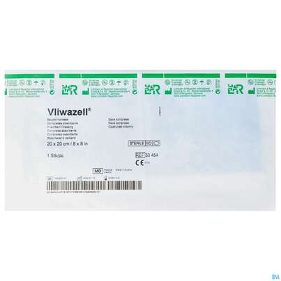 Sie sehen eine Packung Vliwazell Saugkompresse Steril 20x 20cm 1st, Produktbild: 01 Vliwazell Saugkompresse Steril 20x 20cm 1st, A-Nr.: 0478486 - 01